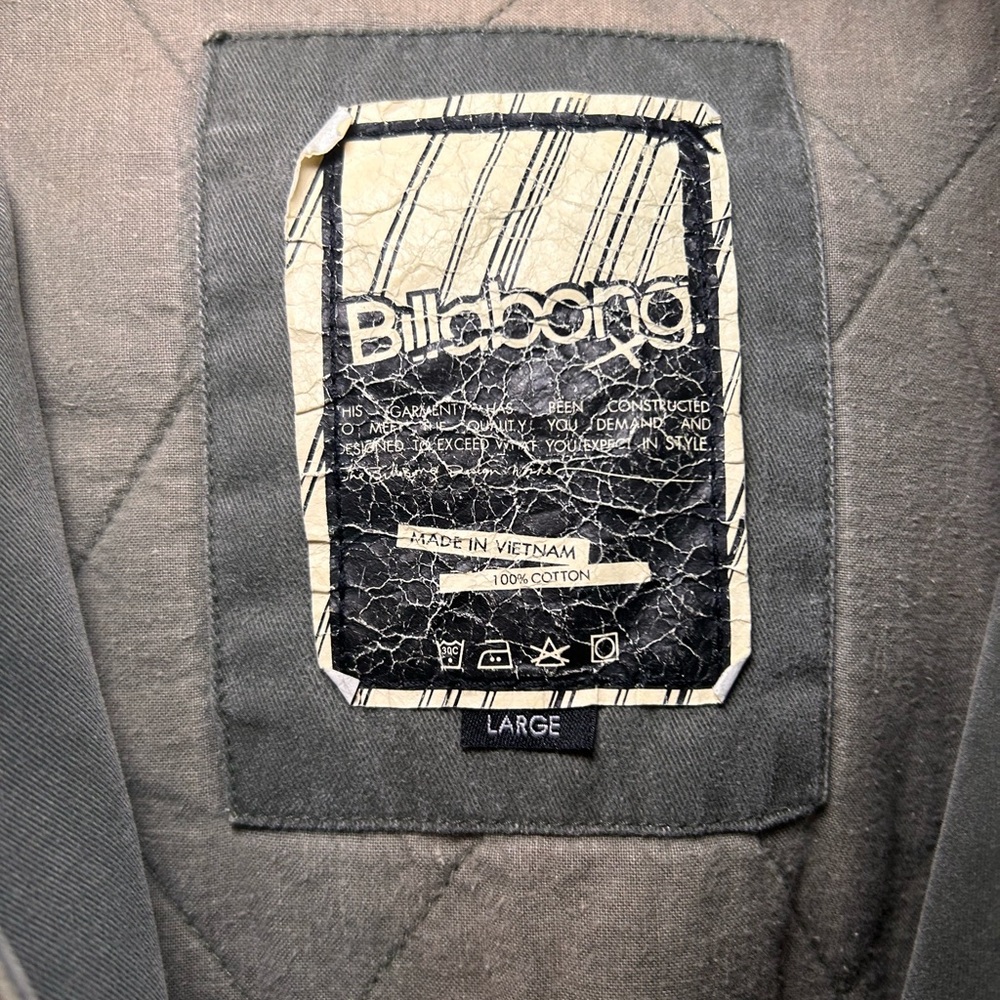 Billabong Men's army green Hooded Military style Jacket Sz L Y2K - Picture 6 of 11